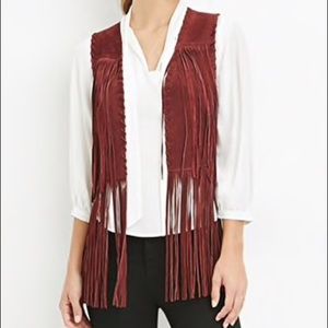 NWOT - Faux Suede Fringe Vest